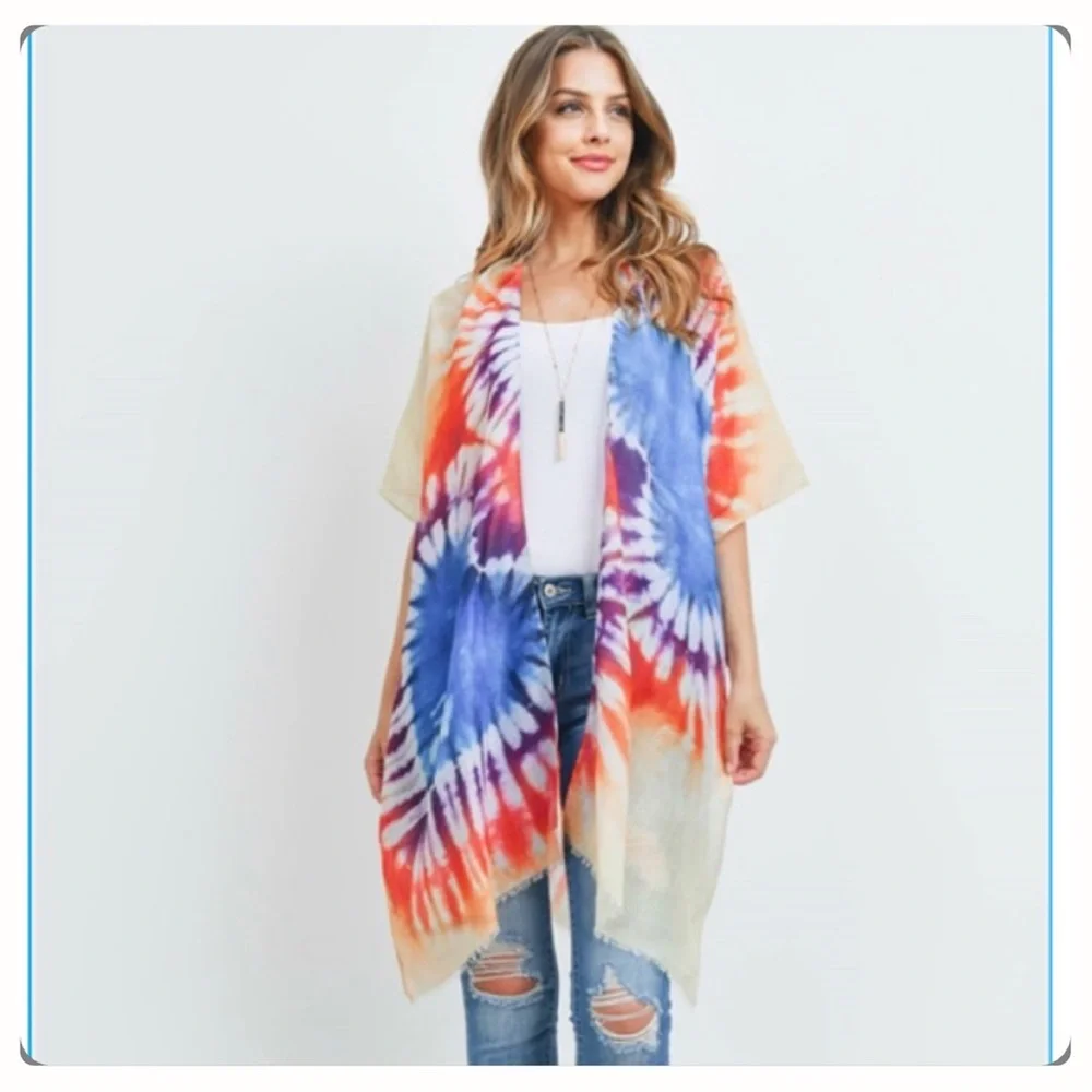 Gorgeous Swim Coverup Robe Kimono With Arms Flowy One Size Fits S-2XL - Picture 3 of 6